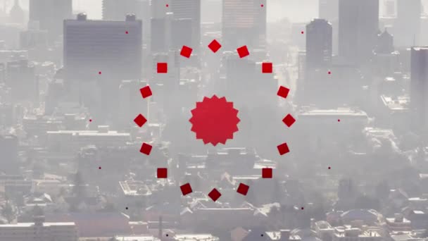 Animación Patrón Abstracto Rojo Sobre Vista Aérea Ciudad Fondo Compuesto — Vídeos de Stock