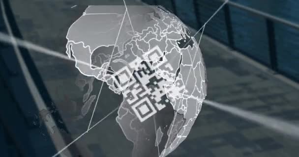 Animation Code Bridge Globe Global Business Digital Interface Concept Digitally — Stock Video