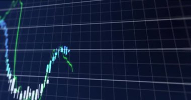 Şebeke üzerinde finansal veri işleme animasyonu. Küresel iş, finans, bilgisayar ve veri işleme kavramı dijital olarak oluşturulmuş video.