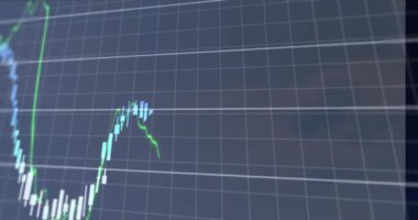 Şebeke üzerinde finansal veri işleme animasyonu. Küresel iş, finans, bilgisayar ve veri işleme kavramı dijital olarak oluşturulmuş video.