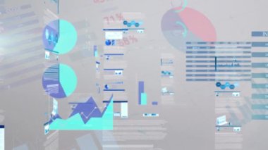 Animation of financial data processing on white background. Global business, finances and digital interface concept digitally generated video.