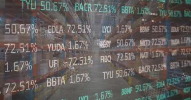 Depoya karşı borsa veri işleme animasyonu. Küresel ekonomi ve lojistik iş teknolojisi kavramı