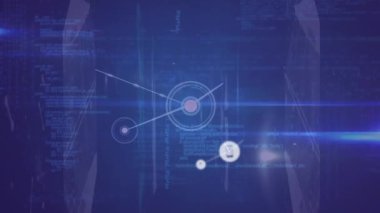 Animation of data processing over network of connections. Global business and digital interface concept digitally generated video.