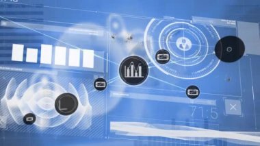 Veri işleme üzerinden bağlantı ağının animasyonu. küresel iş ve dijital arayüz kavramı dijital olarak oluşturulmuş video.