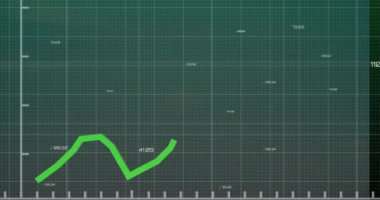 Yeşil arkaplanda veri işleme animasyonu. küresel iş ve dijital arayüz kavramı dijital olarak oluşturulmuş video.