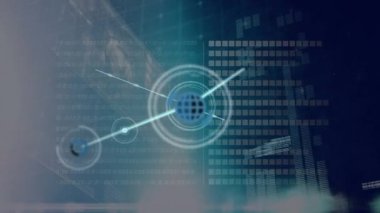 Animation of data processing over network of connections. Global business and digital interface concept digitally generated video.