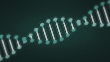 DNA iplikçiklerinin üzerindeki lekelerin animasyonu. Soyut arkaplan ve dijital arayüz kavramı dijital olarak oluşturulmuş video.
