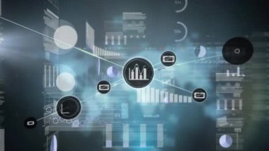 Veri işleme üzerinden bağlantı ağının animasyonu. küresel iş ve dijital arayüz kavramı dijital olarak oluşturulmuş video.