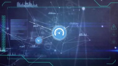 Animation of data processing over network of connections. Global business and digital interface concept digitally generated video.