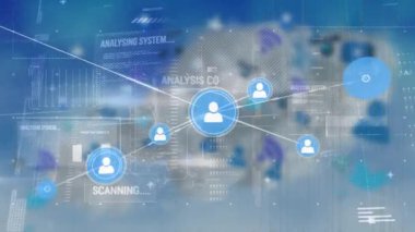 Veri işleme üzerinden bağlantı ağının animasyonu. küresel iş ve dijital arayüz kavramı dijital olarak oluşturulmuş video.