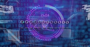 Animation of data processing over 6g text. Global business and digital interface concept digitally generated video.