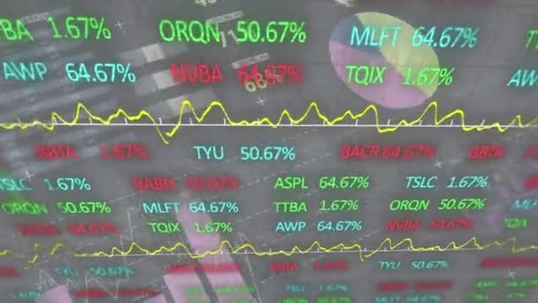 Animation Der Verarbeitung Von Finanzdaten Über Den Aktienmarkt Globales Geschäft — Stockvideo