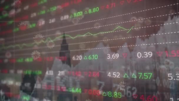 Animace Zpracování Finančních Údajů Buňkách Viru Globální Pandemie Finance Koncepce — Stock video