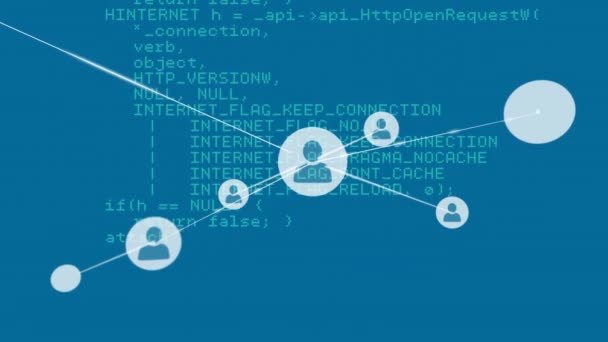 아이콘 데이터 처리와 네트워크의 애니메이션 글로벌 네트워크 비즈니스 컴퓨팅 데이터 — 비디오