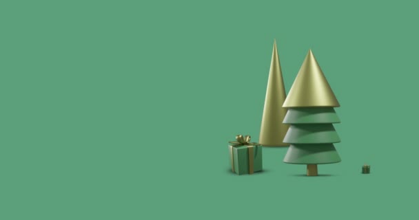 Animazione Palline Natalizie Decorazioni Sfondo Verde Con Spazio Copia Natale — Video Stock