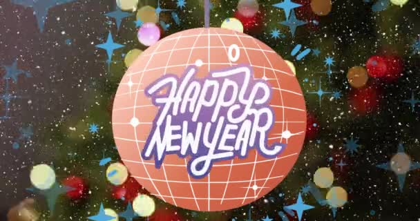 Animação Neve Caindo Sobre Banner Texto Feliz Ano Novo Sobre — Vídeo de Stock