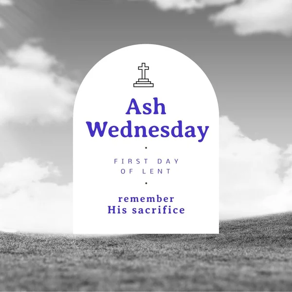 Cross Ash Wednesday First Day Lent Remember His Sacrifice Text — Foto Stock
