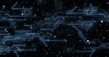 Animation of scientific data processing over dna strand. Global medicine, science, business, finance, computing and data processing concept digitally generated video.