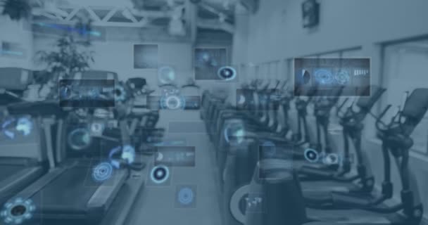 Animation Data Processing Gym Equipment Global Sports Fitness Computing Data — Vídeo de stock