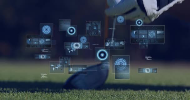 Animation Data Processing Golf Player Global Sports Fitness Computing Data — Vídeo de stock