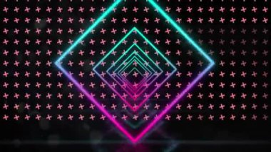 Animation of funk text and shapes on black background. Abstract background and pattern concept digitally generated video.