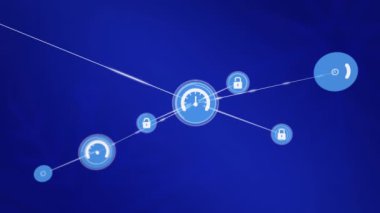 Animation of network of connections over blue background. Global business and digital interface concept, digitally generated video.