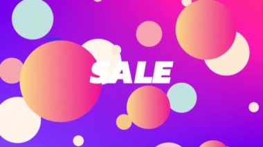 Animation of sale text and spots on blue background. Abstract background and pattern concept digitally generated video.