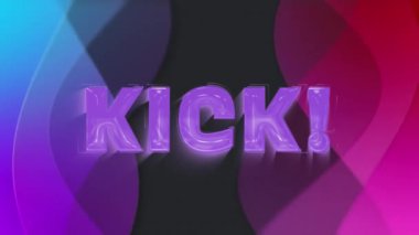 Animation of kick text and shapes on black background. Abstract background and pattern concept digitally generated video.