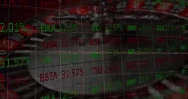 Animation of roulette over data processing. Global business and digital interface concept digitally generated video.