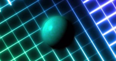 Animation of neon shapes moving and globe over black background. Abstract background and pattern concept digitally generated video.