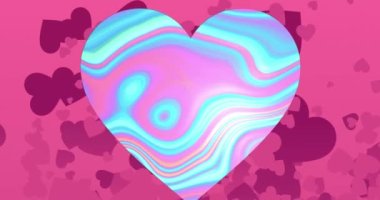 Animation of hearts over moving colourful background. Abstract background and pattern concept digitally generated video.