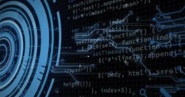 Siyah arkaplan üzerinde veri işleme animasyonu. küresel iş ve dijital arayüz kavramı dijital olarak oluşturulmuş video.