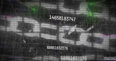 Zincirler üzerinde veri işleme animasyonu. Küresel iş ve dijital arayüz kavramı dijital olarak oluşturulmuş video.