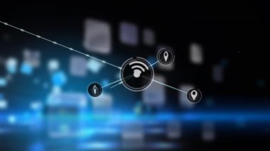 Animation of network of connections over black background. Global business and digital interface concept, digitally generated video.