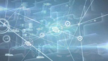 Veri işleme üzerinden bağlantı ağının animasyonu. küresel iş ve dijital arayüz kavramı dijital olarak oluşturulmuş video.