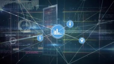 Animation of network of connections over server and data processing. Global business and digital interface concept digitally generated video.