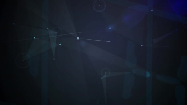 Animation Connected Dots Forming Geometric Shapes Lens Flare Abstract Background — Stockvideo