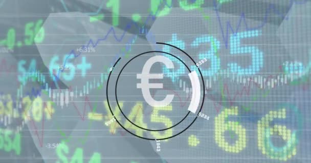 Κινούμενη Εικόνα Του Σήματος Του Ευρώ Σάρωση Του Πεδίου Εφαρμογής — Αρχείο Βίντεο