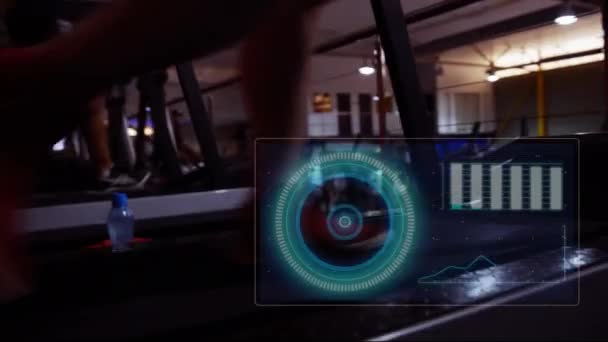 Animation Data Processing Man Running Treadmill Exercising Gym Global Sports — Stock videók
