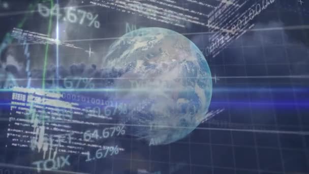 Animation Binary Coding Statistics Data Processing Globe Global Business Finances — Vídeo de Stock