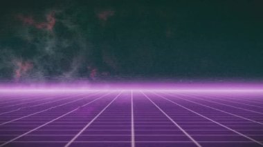 Bulutların üzerinde hareket eden şekillerin animasyonu. Küresel iş ve dijital arayüz kavramı dijital olarak oluşturulmuş video.