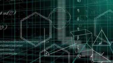 Animation of scientific data processing over grid. Global online security, business, finance, computing and data processing concept digitally generated video.