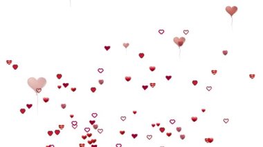 Animation of red hearts moving over white background. valentine's day and celebration concept digitally generated video.