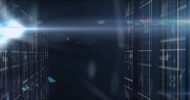 Siyah arkaplanda hareket eden şekillerin animasyonu. Küresel iş ve dijital arayüz kavramı dijital olarak oluşturulmuş video.