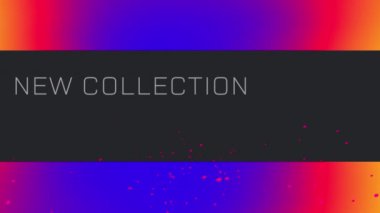 Animation of new collection text and spots on colourful background. Abstract background and pattern concept digitally generated video.