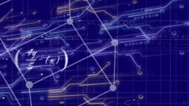 Animation of data processing and computer circuit board. Global business, finance, computing and data processing concept digitally generated video.