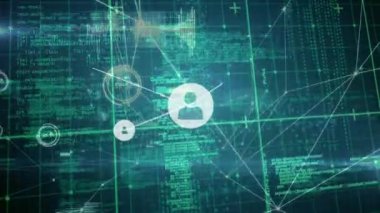 Animation of network of connections over data processing. Global business and digital interface concept digitally generated video.