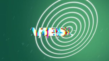 Animation of vibes text and shapes on green background. Abstract background and pattern concept digitally generated video.