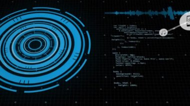 Veri işleme üzerine simgelerle bağlantı ağının animasyonu. küresel iş ve dijital arayüz kavramı dijital olarak oluşturulmuş video.