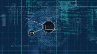 Veri işleme üzerinden bağlantı ağının animasyonu. küresel iş ve dijital arayüz kavramı dijital olarak oluşturulmuş video.